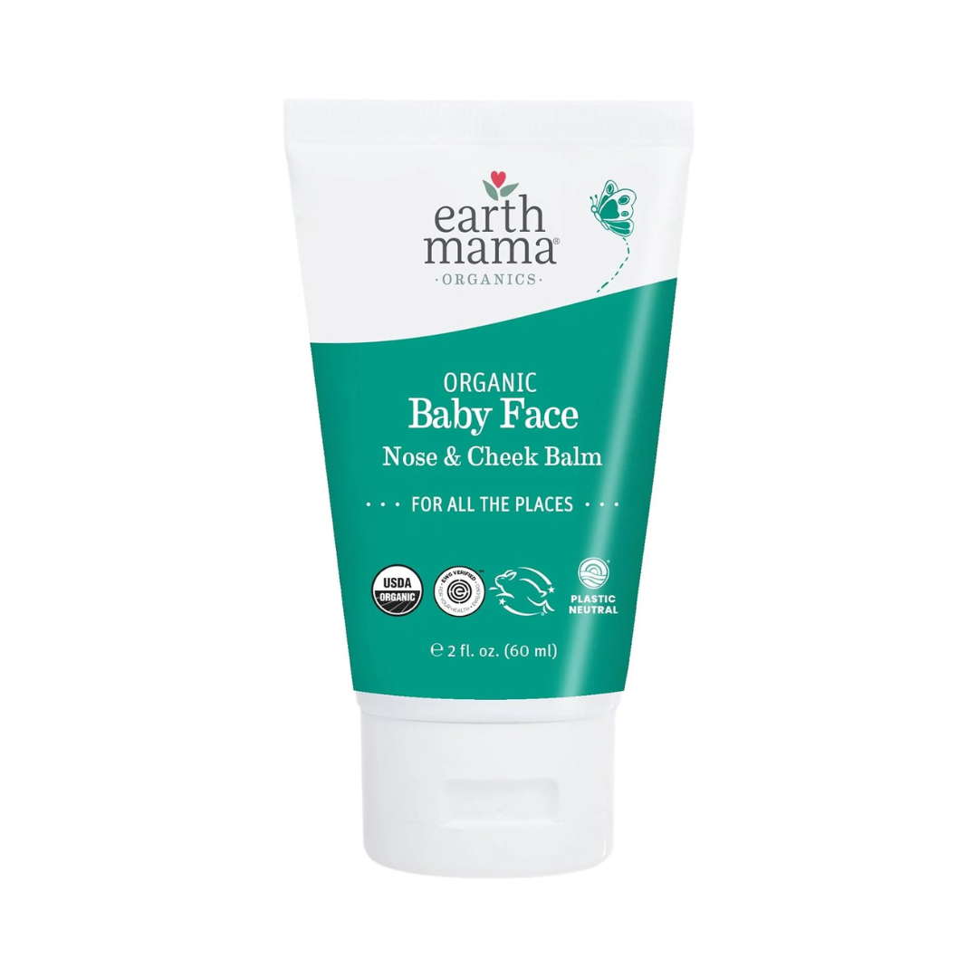 Earth Mama Organic Baby Face Nose & Cheek Balm | Moisturizer with Calendula Oil for Dry Skin Care, Natural Petroleum Jelly Alternative (2-Fluid Ounce, 2-Pack)
