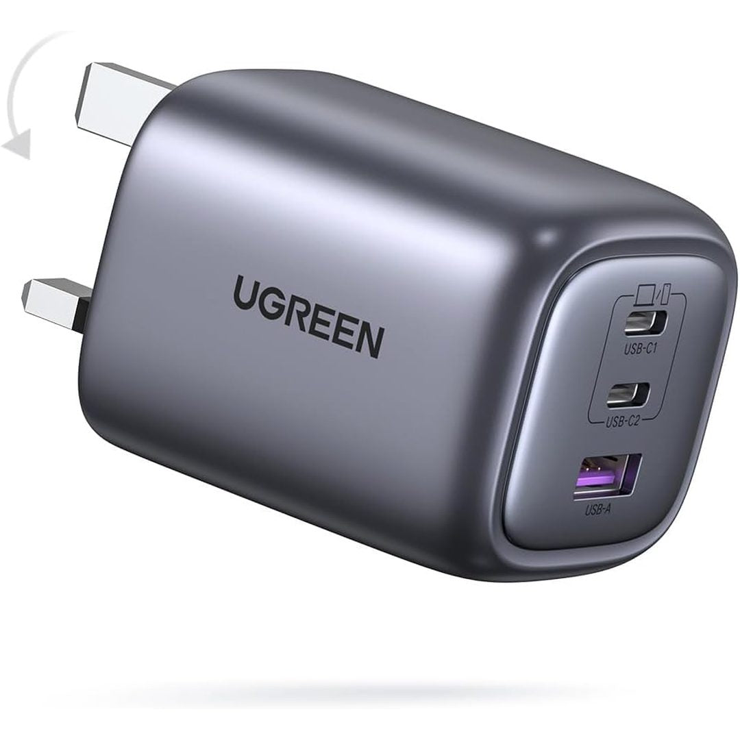 UGREEN Nexode 65W 3-Port Type C Charger, Foldable USB-C Wall Fast Charge Plug, GaN Laptop Charging Adapter Compatible for MacBook Air, HP/Dell/Lenovo, iPad, iPhone 17 Pro Max/16, Galaxy S24 Ultra/S23