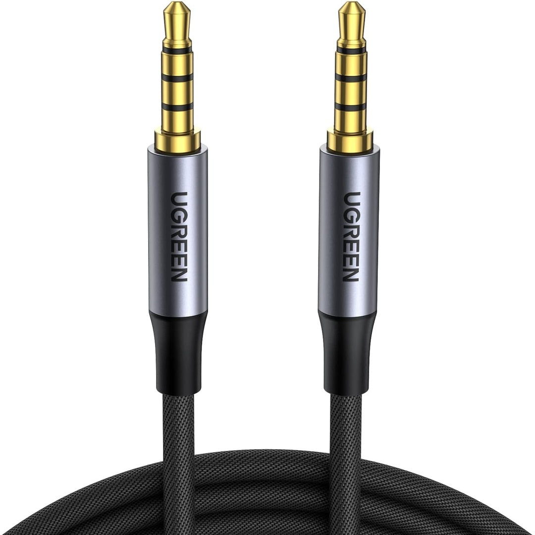 UGREEN Aux Cable 3.5mm 4-Pole Male to Male Audio Cable 2M with Mic Flexible Braided TRRS Aux Cord Auxiliary Cord Compatible for MacBook Pro 2021 Mic PS4 Xbox Switch Phone Tablet Car Stereo MP3 Player