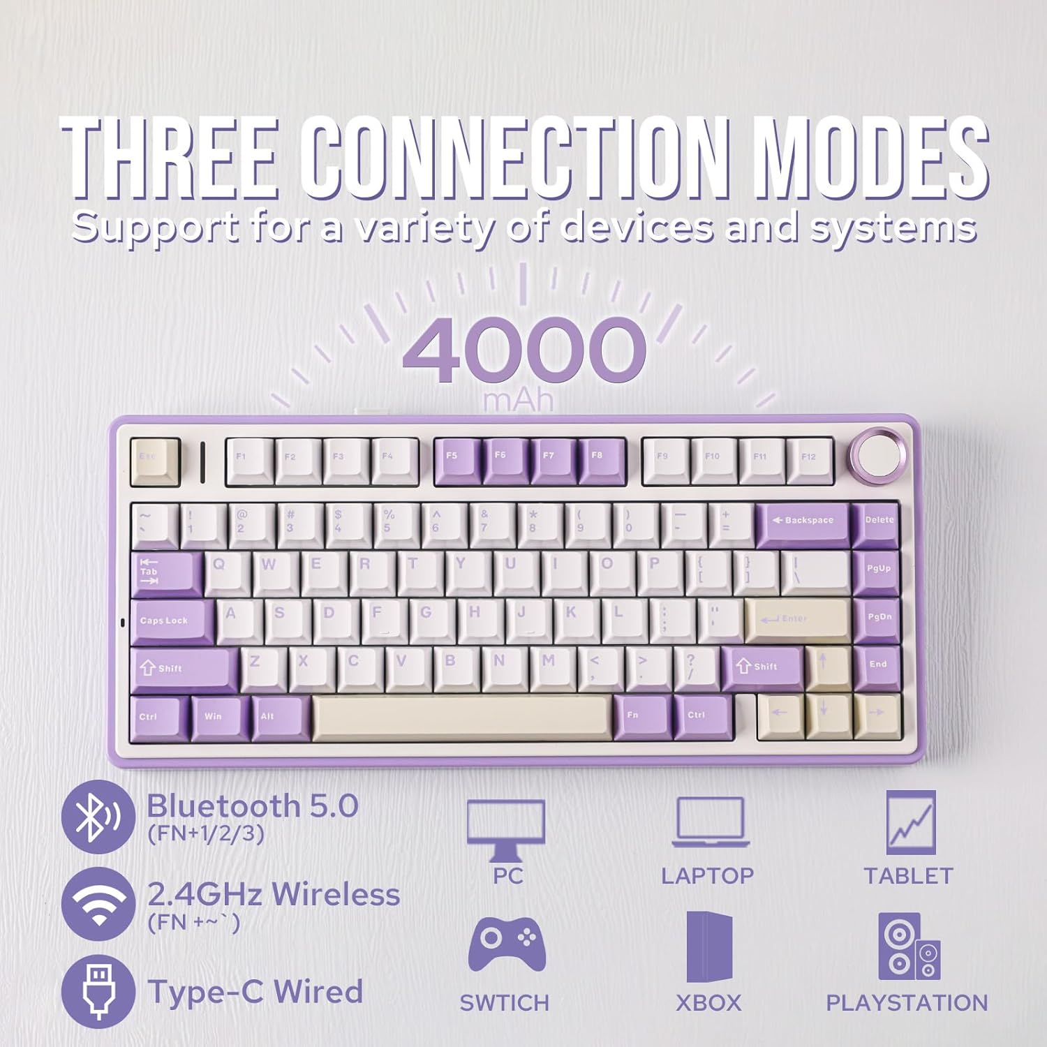 EPOMAKER x AULA F75 Gasket Mechanical Keyboard, 75% Wireless Hot Swappable Gaming Keyboard with Five-Layer Padding&Knob, Bluetooth/2.4GHz/USB-C, RGB (Black Gradient, LEOBOG Reaper Switch)