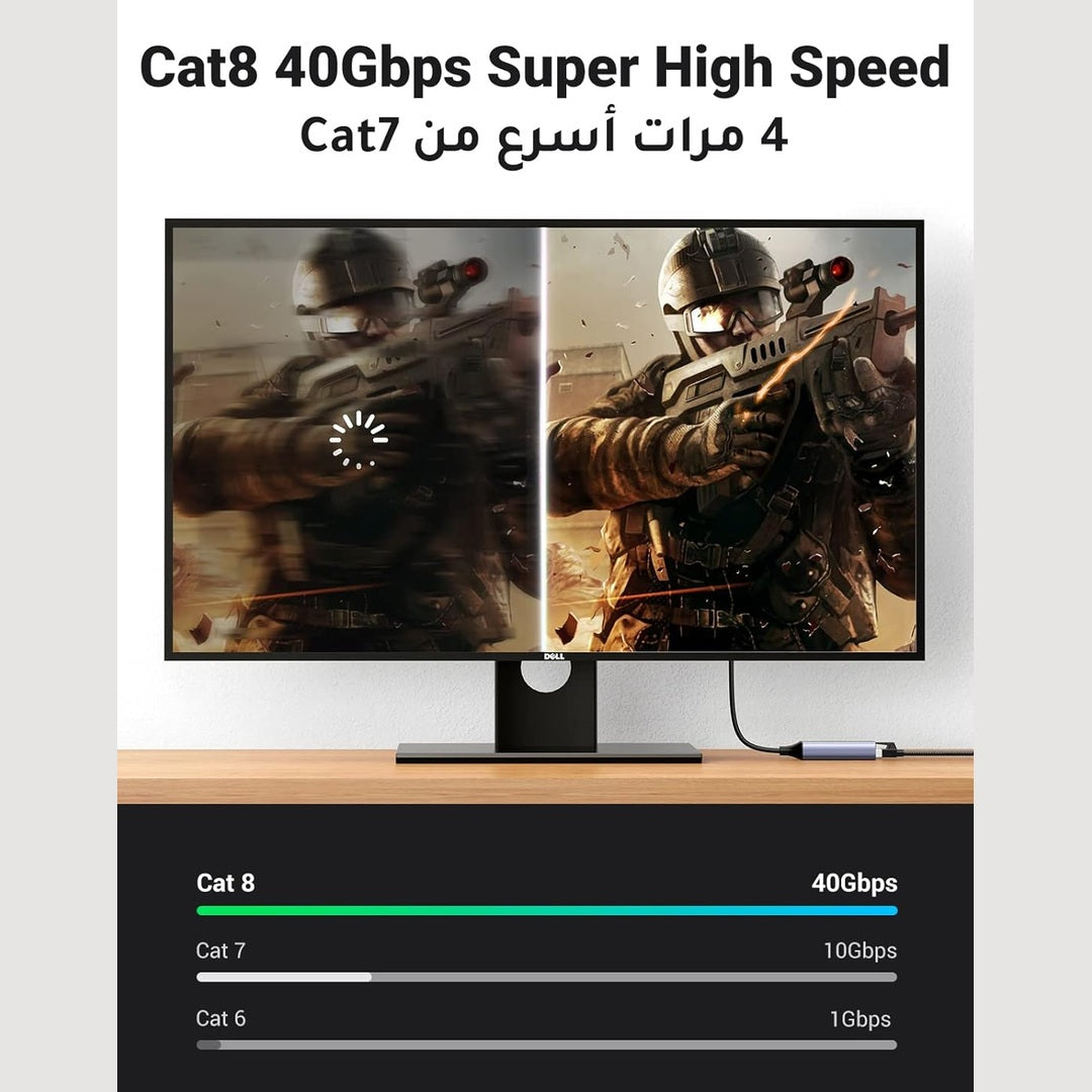 UGREEN Ethernet Cable 1M Cat 8 Gigabit Network Cord High-Speed 40Gbps 2000MHz RJ45 Internet Cable Braided Double Shielded Ethernet Wire Compatible with Gaming Switch PS4 PS5 PC Router TV Xbox