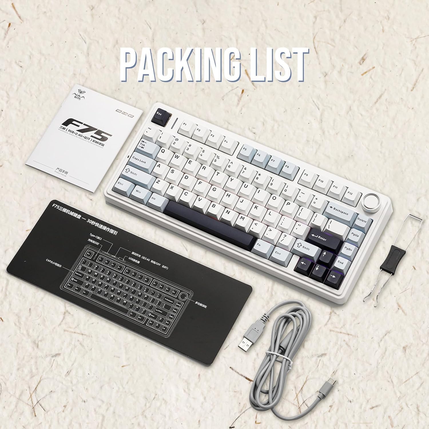 EPOMAKER x AULA F75 Gasket Mechanical Keyboard, 75% Wireless Hot Swappable Gaming Keyboard with Five-Layer Padding&Knob, Bluetooth/2.4GHz/USB-C, RGB (Black Gradient, LEOBOG Reaper Switch)