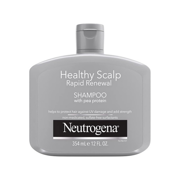 Neutrogena Healthy Scalp Rapid Renewal Shampoo with Pea Protein, UV Damage Protecting for Strong Healthy-Looking Hair, Unscented, White, 12 Fl Oz