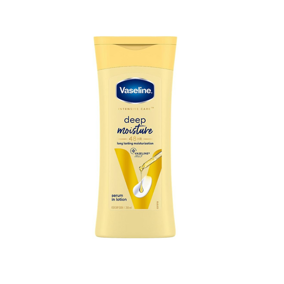 Vaseline Intensive Care Deep Moisture Nourishing Body Lotion 400 ml, Daily Moisturizer for Dry Skin, Gives Non-Greasy, Glowing Skin - For Men & Women
