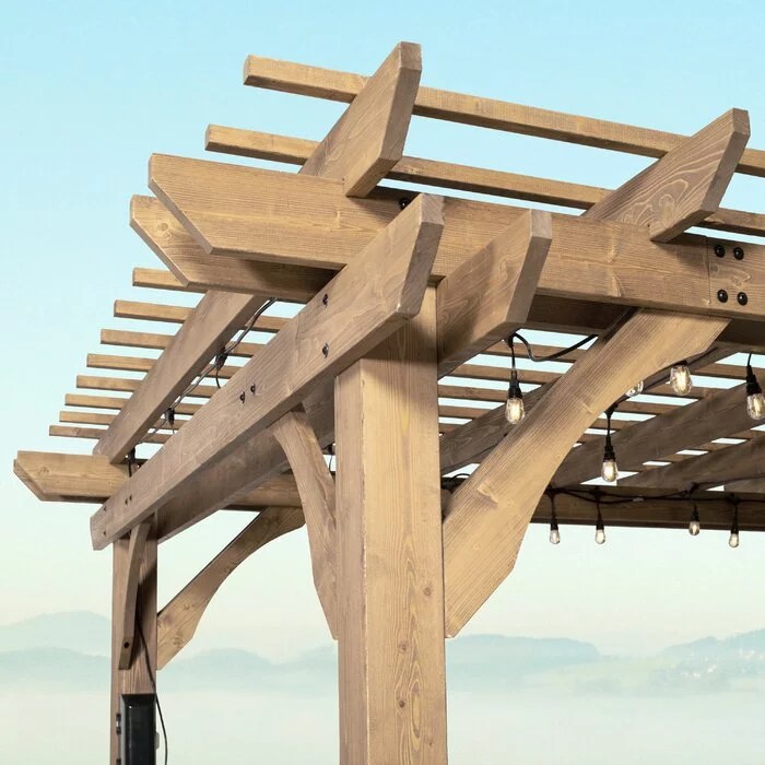 12 Ft. W x 10 Ft. D Solid Wood Pergola
