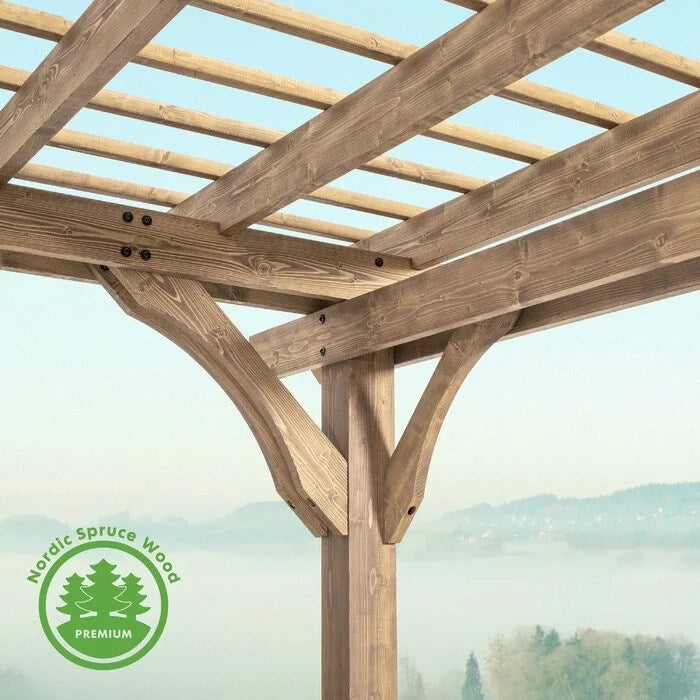 12 Ft. W x 10 Ft. D Solid Wood Pergola