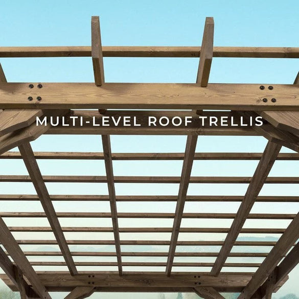 12 Ft. W x 10 Ft. D Solid Wood Pergola