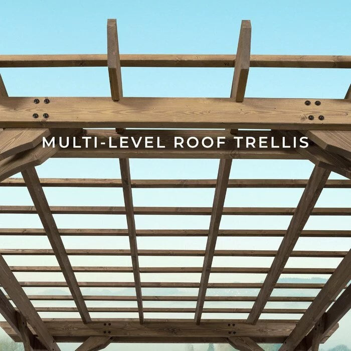 12 Ft. W x 10 Ft. D Solid Wood Pergola