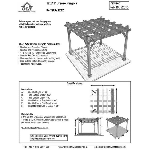 Outdoor Living Today Breeze 12 ft. Pergola