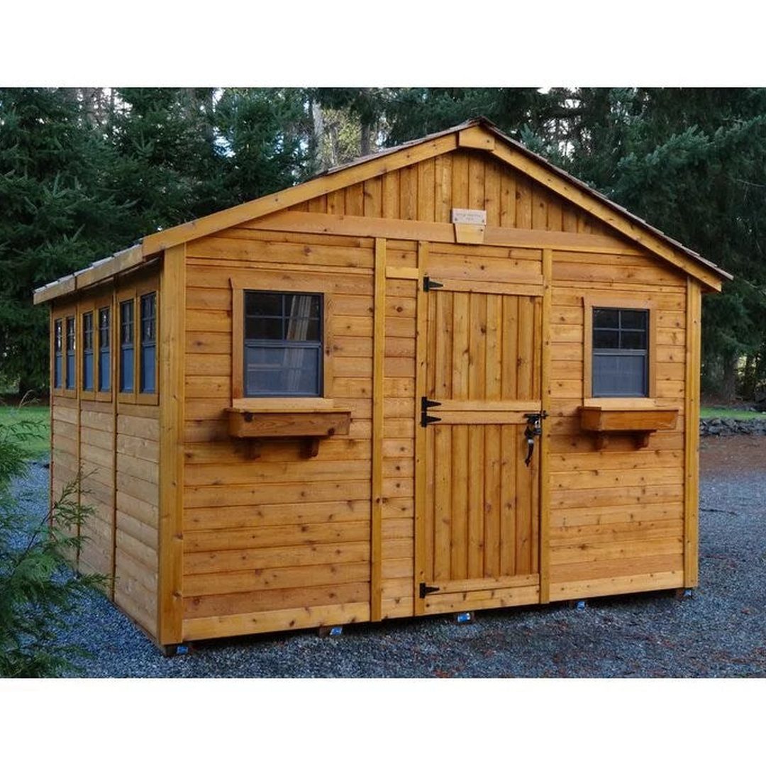 12 ft. W x 12 ft. D Cedar Wood Sunshed Garden Shed