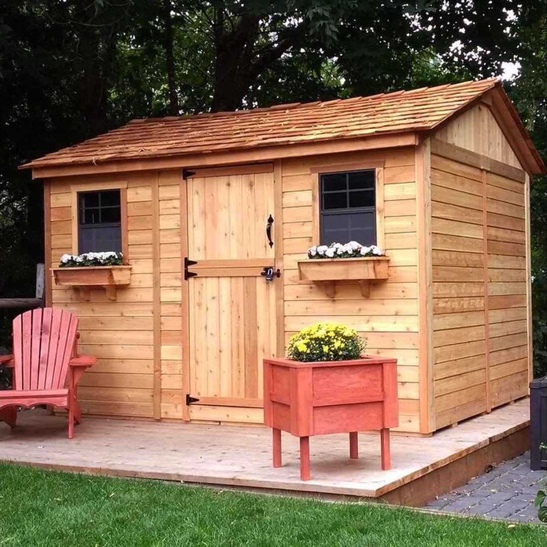 12 ft. W x 8 ft. D Cabana Cedar Wood Garden Shed