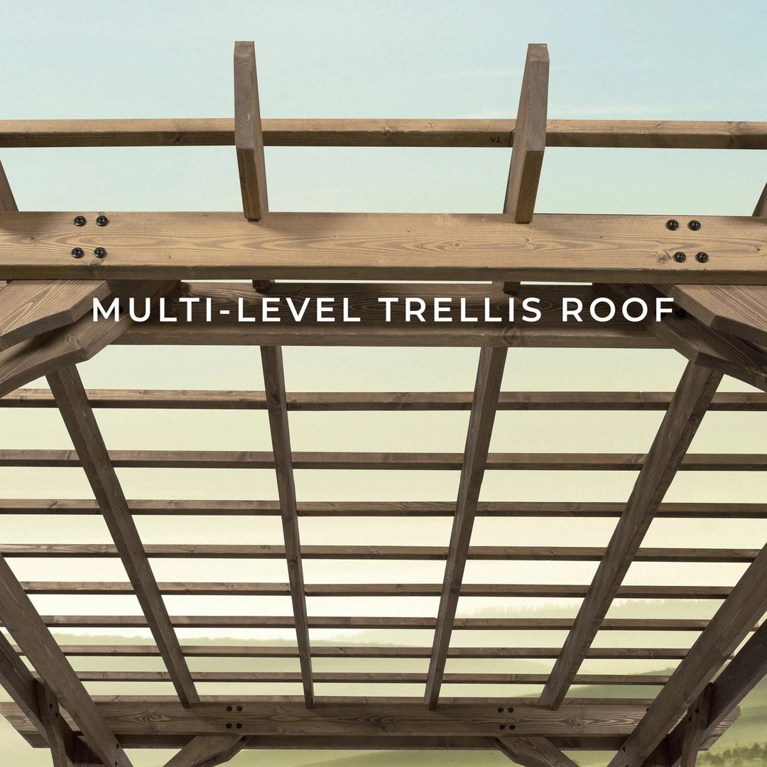 14×10 Fairhaven Pergola Rustic Finish