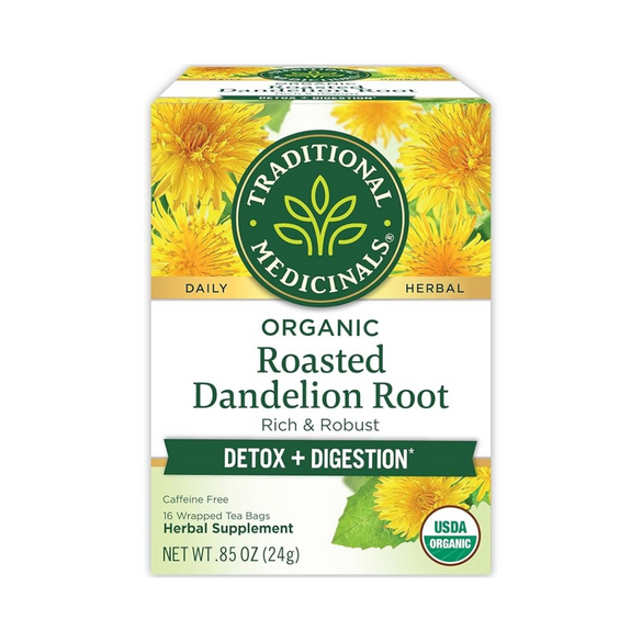 Traditional Medicinals Organic Dandelion Leaf &amp; Root Tea Bag | To Detox &amp; Supports Healthy Digestion | Caffeine Free | Herbal Supplement | 16 Tea Bags (Pack of 1) - Dandelion Leaf &amp; Root /