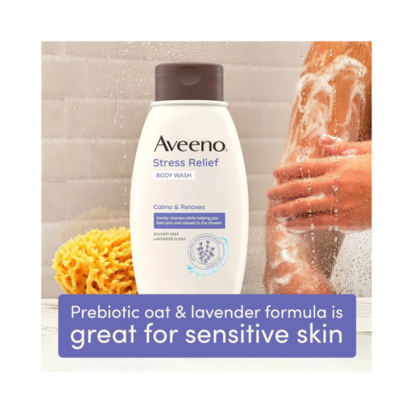 Aveeno Stress Relief Gift Set, Skincare Set for Sensitive Skin with Soothing Body Wash