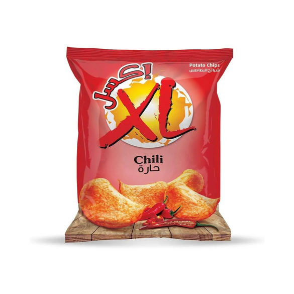 XL Hot Chilli Flavor Potato Chips, 20 x 12 g, Red - Package May Vary