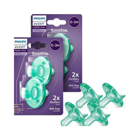 AVENT Philips Soothie Pacifier, 0-3 Months, Green