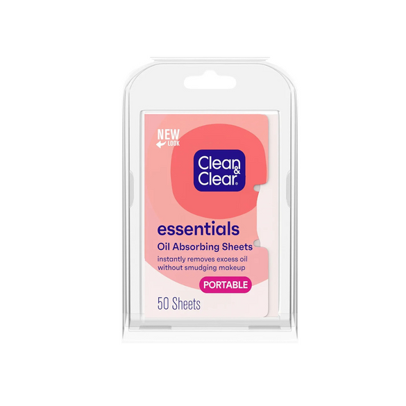 Clean & Clear Oil Absorbing Facial Sheets, Portable Blotting Papers for Face & Nose, Blotting Sheets for Oily Skin to Instantly Remove Excess Oil & Shine, Absorbing Blotting Papers, 50 ct