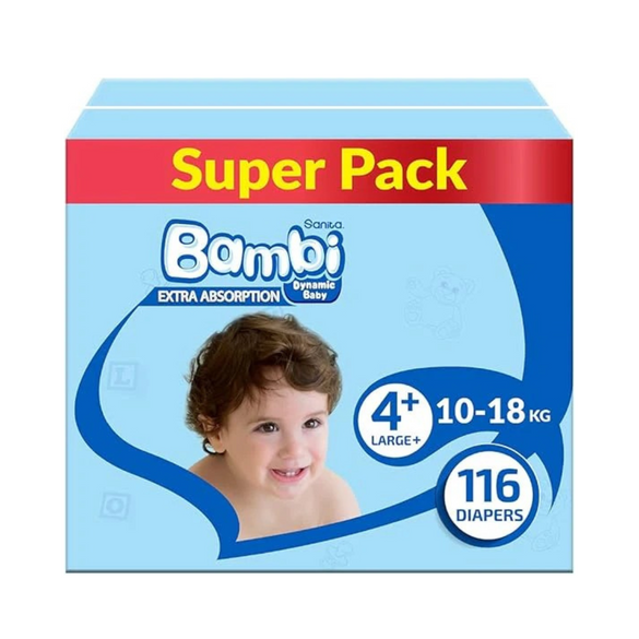 Sanita Bambi, Size 4+, Large+, 10-18 Kg, Super Box - 116
