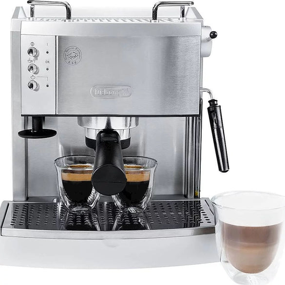 De’Longhi – Espresso Machine with 15 bars of pressure, Milk Frother and removable water tank – Stainless Steel