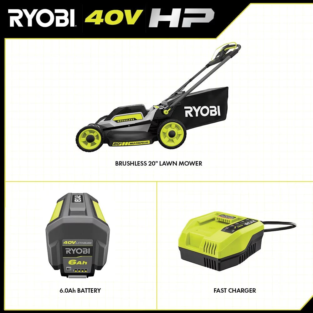 40V Brushless 20 in. Cordless Walk Behind Self-Propelled Lawn Mower