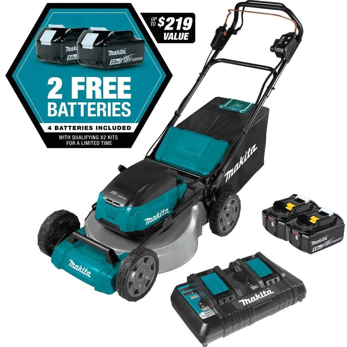 21 in. 18-Volt X2 (36-Volt) LXT Lithium-Ion Cordless Walk Behind Self Propelled Lawn Mower Kit with 4 Batteries (5.0 Ah)