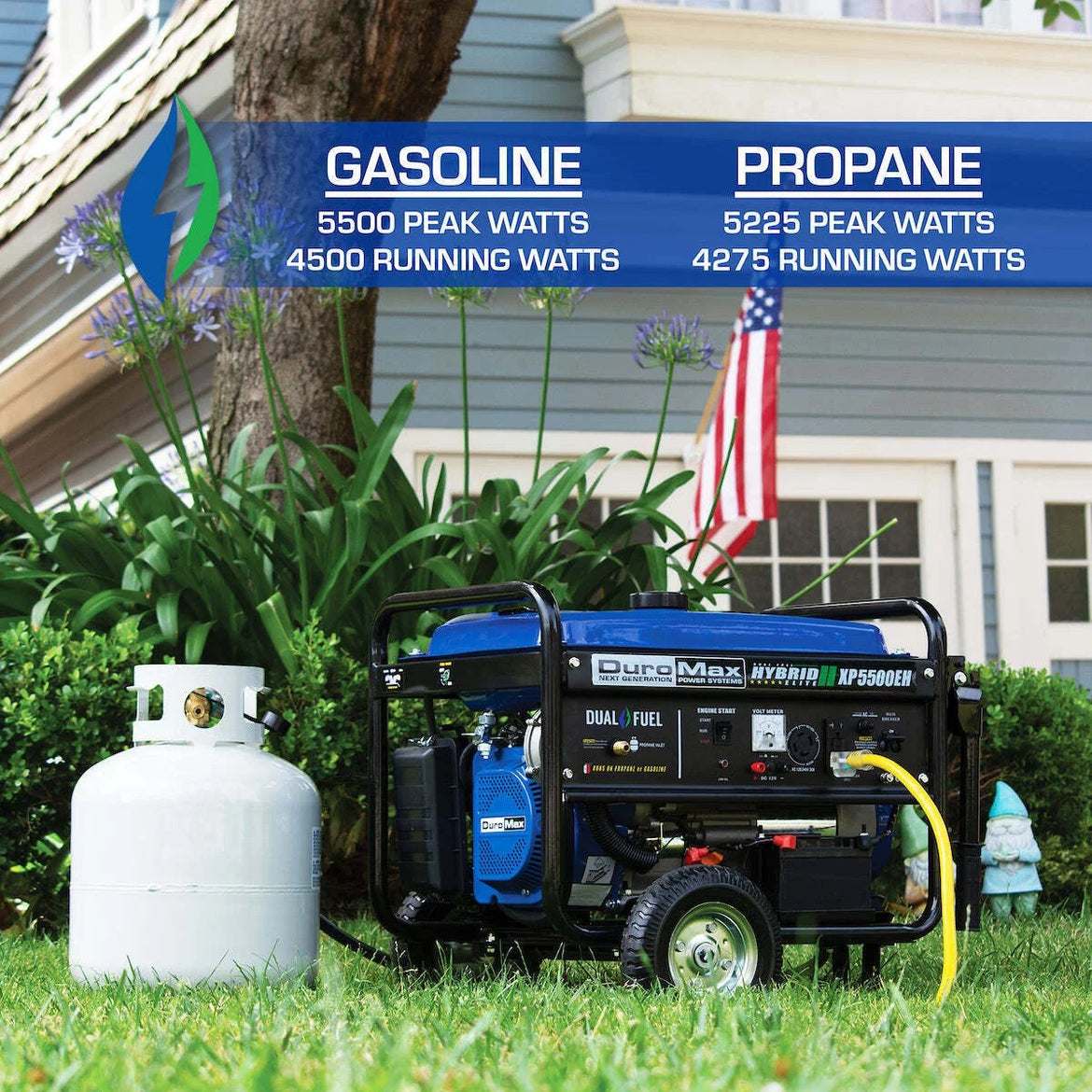 DuroMax XP5500EH 5,500 Watt Portable Dual Fuel Gas Propane Powered Generator