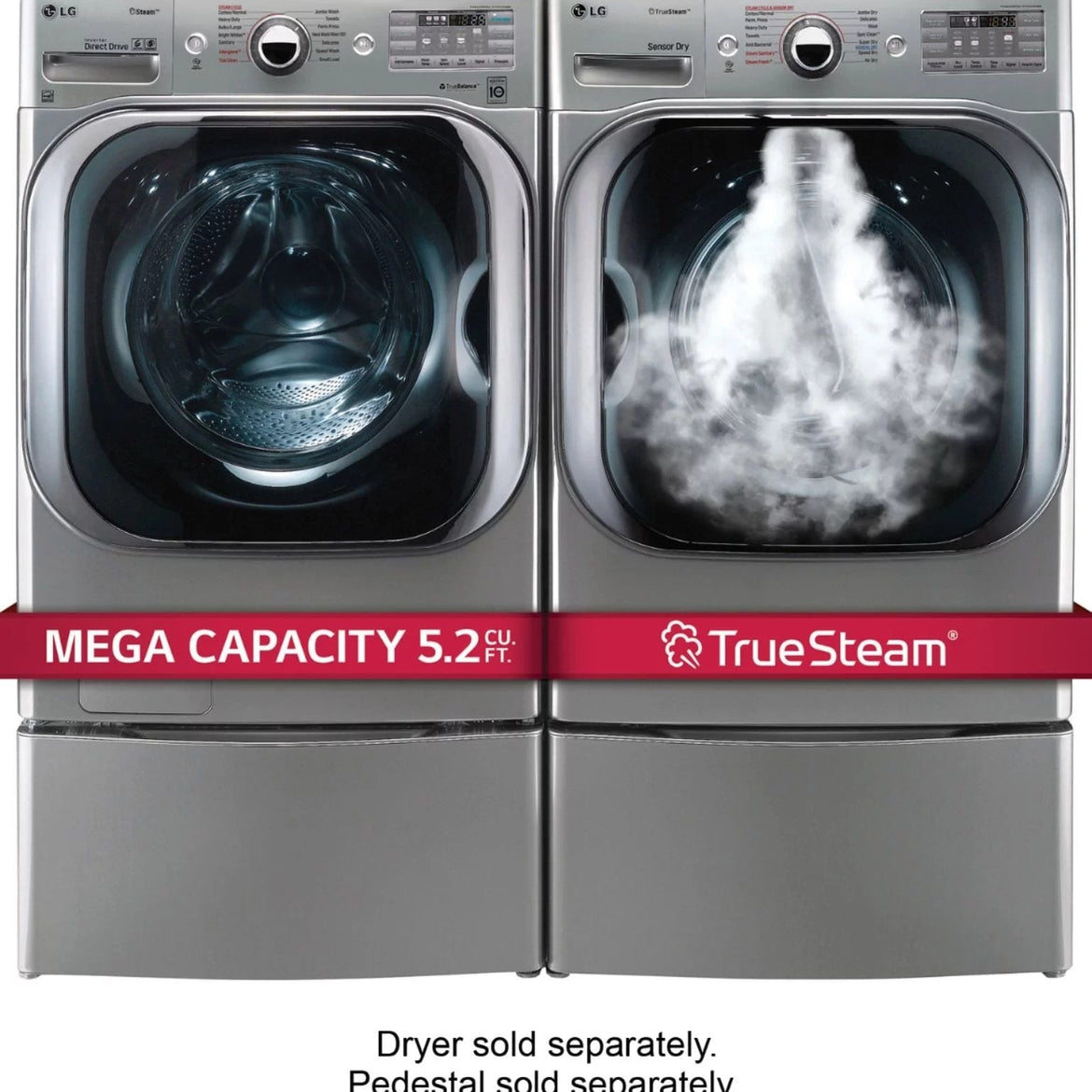 LG – 5.2 Cu. Ft. High Efficiency Front-Load Washer with Steam and TurboWash Technology – Graphite steel