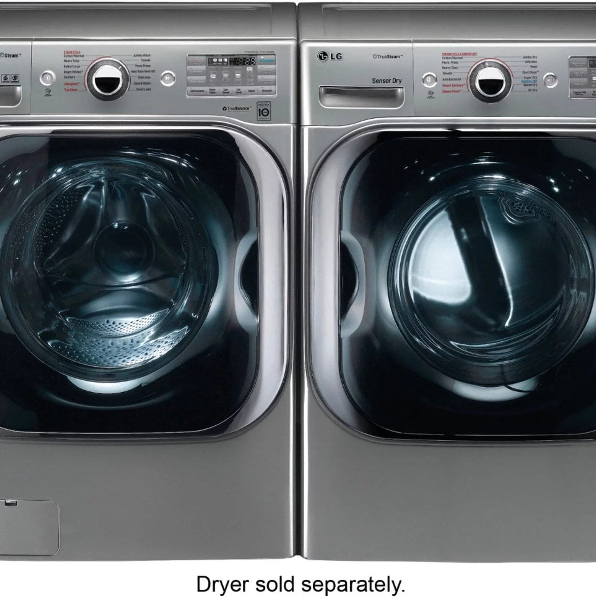 LG – 5.2 Cu. Ft. High Efficiency Front-Load Washer with Steam and TurboWash Technology – Graphite steel