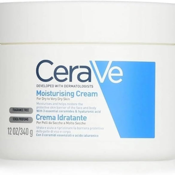 CeraVe Moisturizing Cream, Body and Face Moisturizer for Dry Skin, Body Cream with Hyaluronic Acid and Ceramides, 19 Ounce