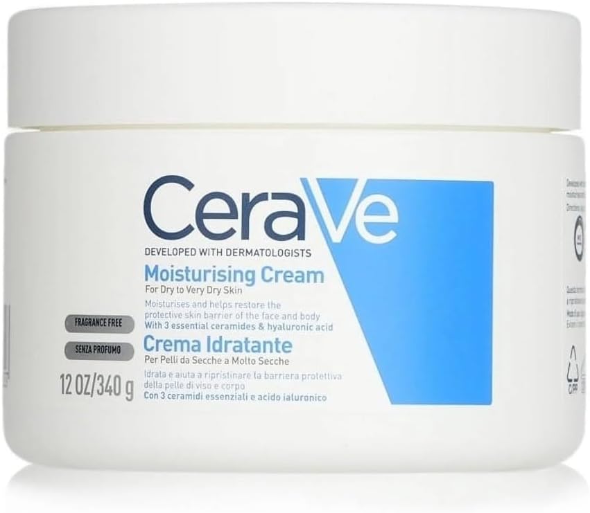CeraVe Moisturizing Cream, Body and Face Moisturizer for Dry Skin, Body Cream with Hyaluronic Acid and Ceramides, 19 Ounce