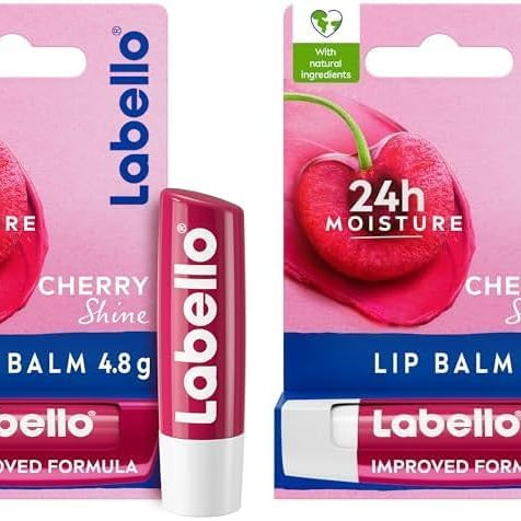 Labello Lip Balm, Moisturising Lip Care, Cherry Shine, 4.8g