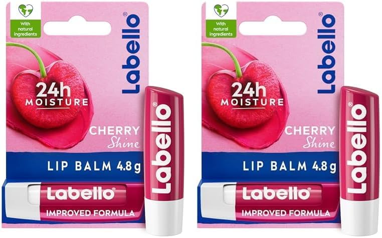 Labello Lip Balm, Moisturising Lip Care, Cherry Shine, 4.8g