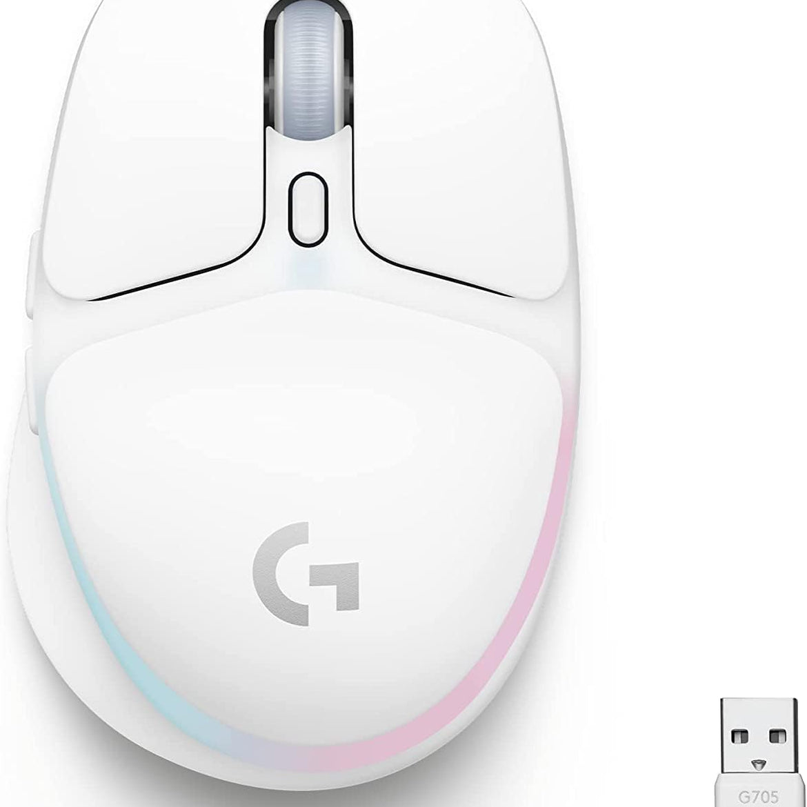 Logitech G705 Wireless Gaming Mouse, Customizable LIGHTSYNC RGB Lighting, Lightspeed Wireless, Bluetooth Connectivity, Lightweight, PC/Mac/Laptop - White Mist