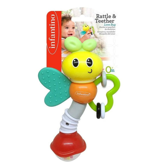 Infantino Love Bug Rattle & Teether|Baby Teething & Rattling Toy|