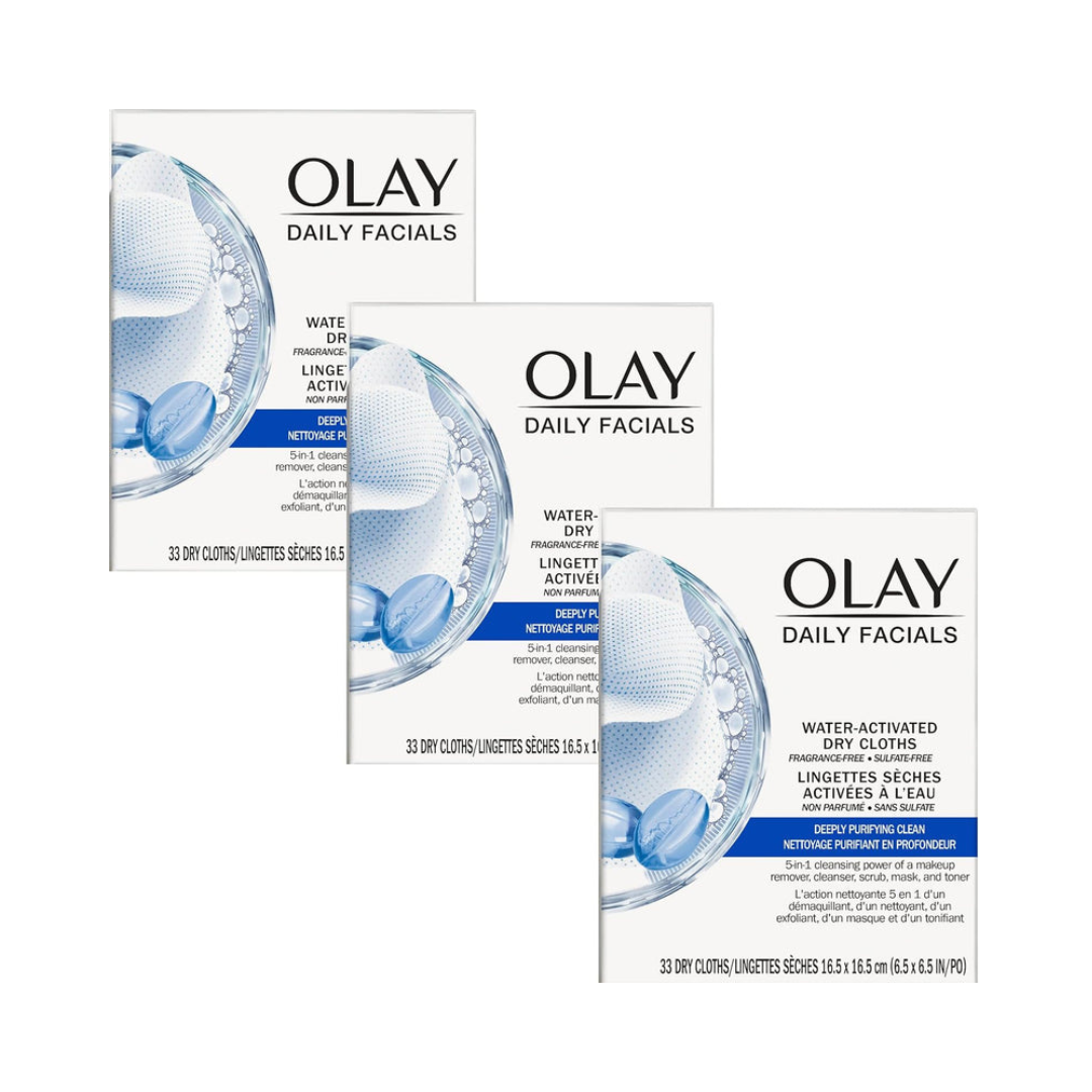 Olay Daily Facial Cleansing Cloths for a Deeply Purifying Clean, Makeup Remover, 33 Count