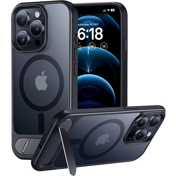 Eligo for iPhone 12 Pro Max Case, Compatible with MagSafe, Magnetic Cover with Invisible Stand, Shockproof Protection Phone Shell, Matte Kickstand Back Cases for Apple 12 Pro Max 6.7" (2020) (Black)