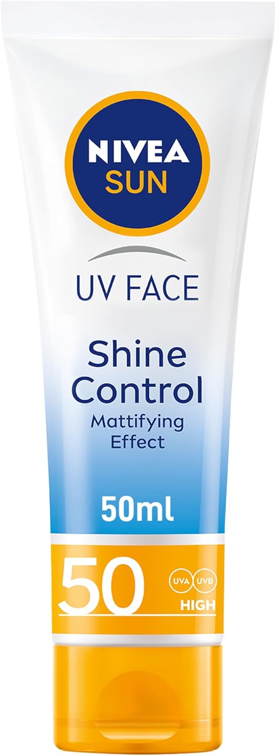 NIVEA SUN Cream, UV Shine Control Sunscreen Face Protection, SPF 50, Tube 50ml