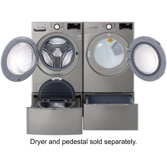 LG – 4.5 Cu. Ft. High-Efficiency Stackable Smart Front Load Washer with Steam and 6Motion Technology – Graphite steel