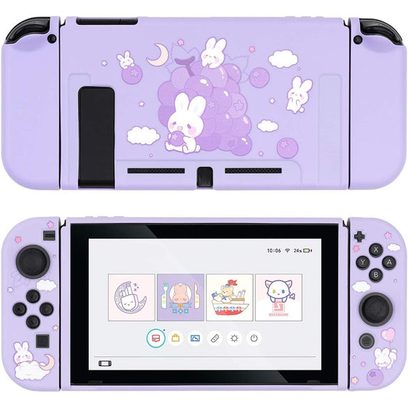 GeekShare Protective Case for Switch, Soft TPU Slim Case Cover Compatible with Nintendo Switch Console and Joy-Con (Grape Bunny) [video game]