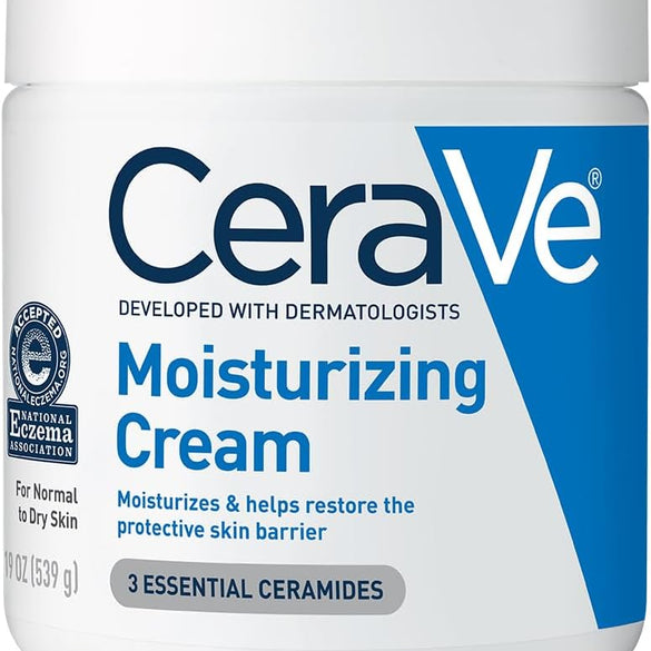 CeraVe Moisturizing Cream, Body and Face Moisturizer for Dry Skin, Body Cream with Hyaluronic Acid and Ceramides, 19 Ounce