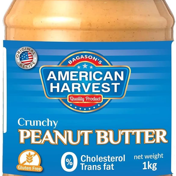 American Harvest Peanut Butter Crunchy 1kg | Zero Trans Fat | Zero Cholesterol | Gluten Free