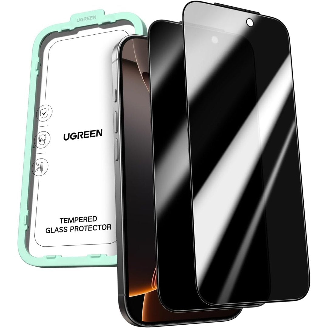 UGREEN 2 Pack for iPhone 17 Pro Max Screen Protector Privacy 6.9'' 100% Privacy Protection 1:1 Full Coverage Military Grade 9H Tempered Glass Anti-Spy Screen Protector Easy to Install