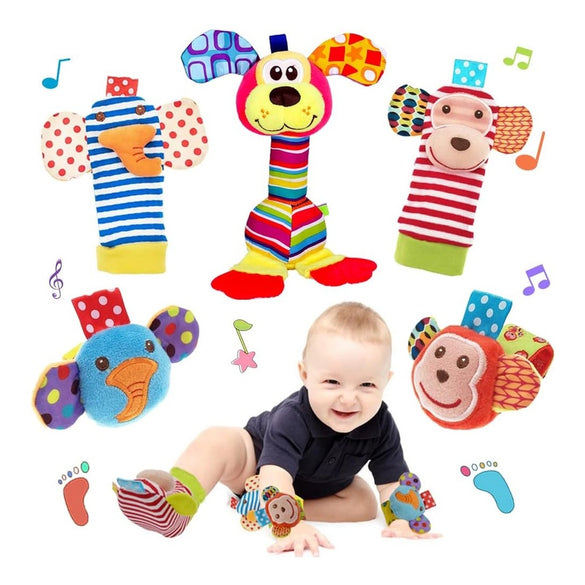 YOYIKER Baby Wrist Rattle and Foot Finder Socks Toys, 5 Pieces