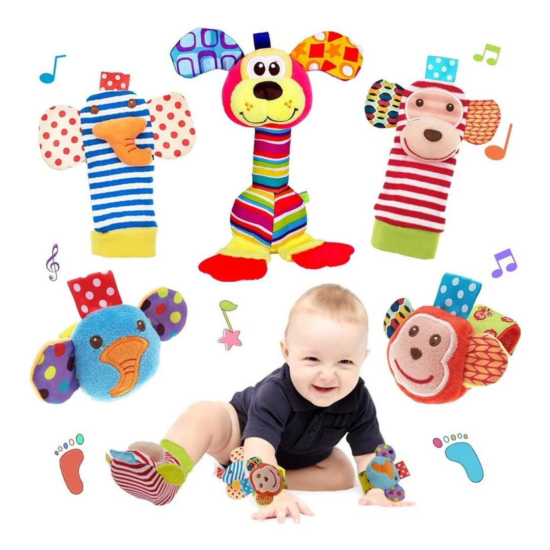 YOYIKER Baby Wrist Rattle and Foot Finder Socks Toys, 5 Pieces