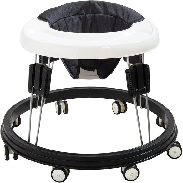Baby Walker مشاية اطفال Foldable & Adjustable Height, 9-Level Multi-Function Toddler Walker, Anti-Rollover, Safe & Comfortable for All Terrains, for Baby Boys & Girls 6-18 Months (Black)