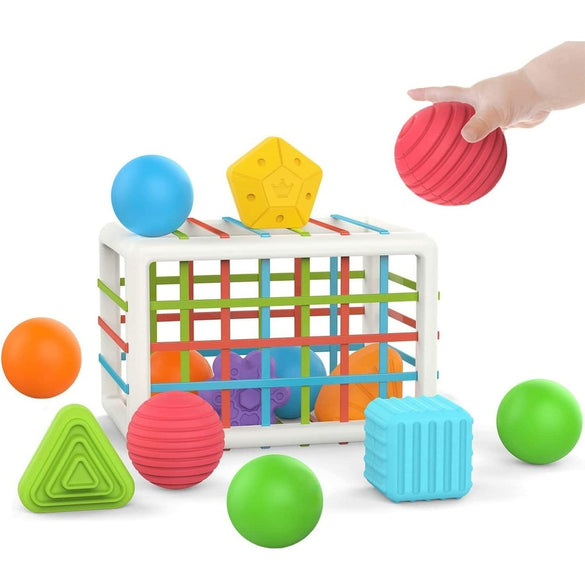 MINGKIDS Montessori Shape Sorting Cubes for 1 Year Old, Toddler, Kid, 6 Pc Multi Sensory Shape, Baby Toys 12 Month