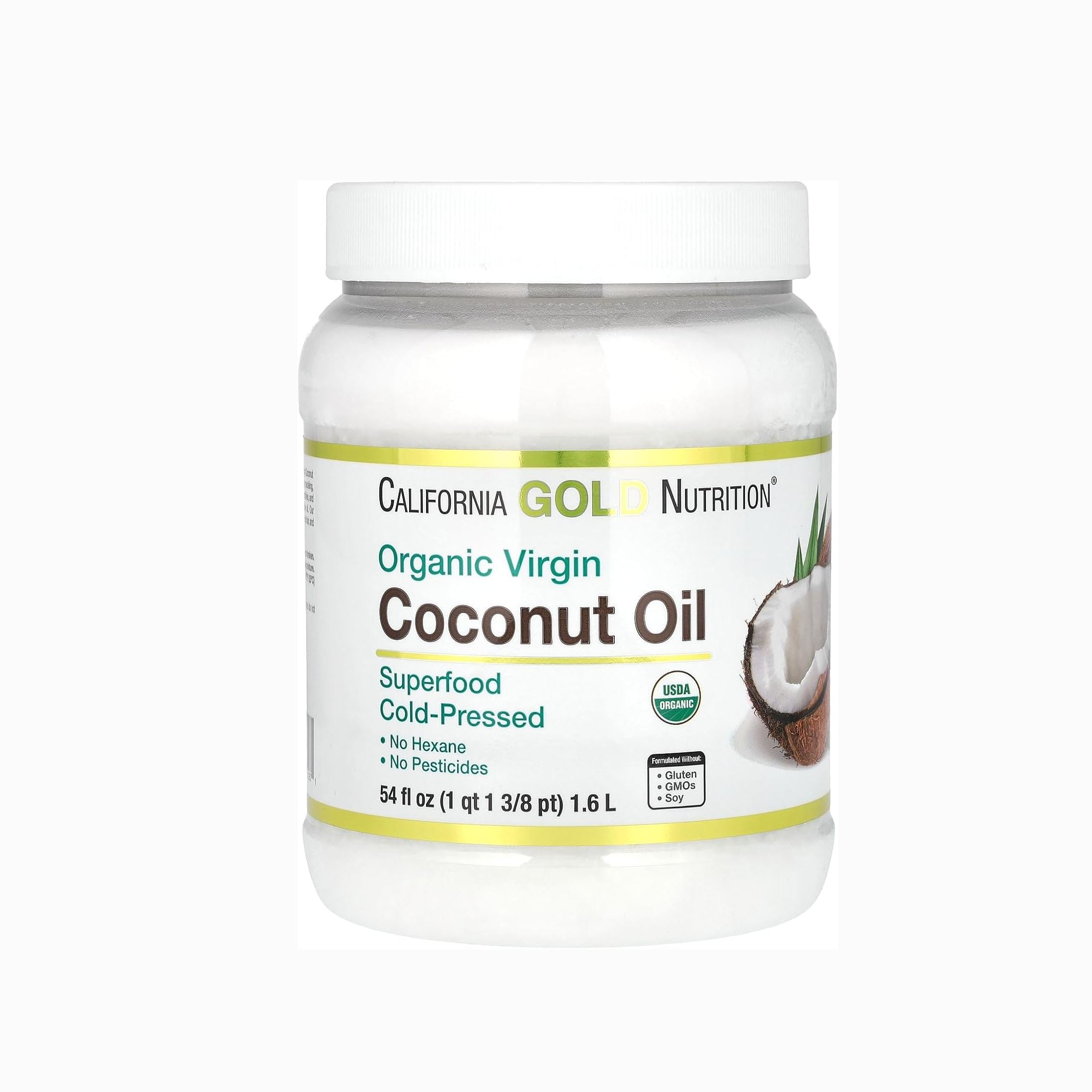 California Gold Nutrition, Cold-Pressed Organic Virgin Coconut Oil, 54 fl oz (1.6 L)