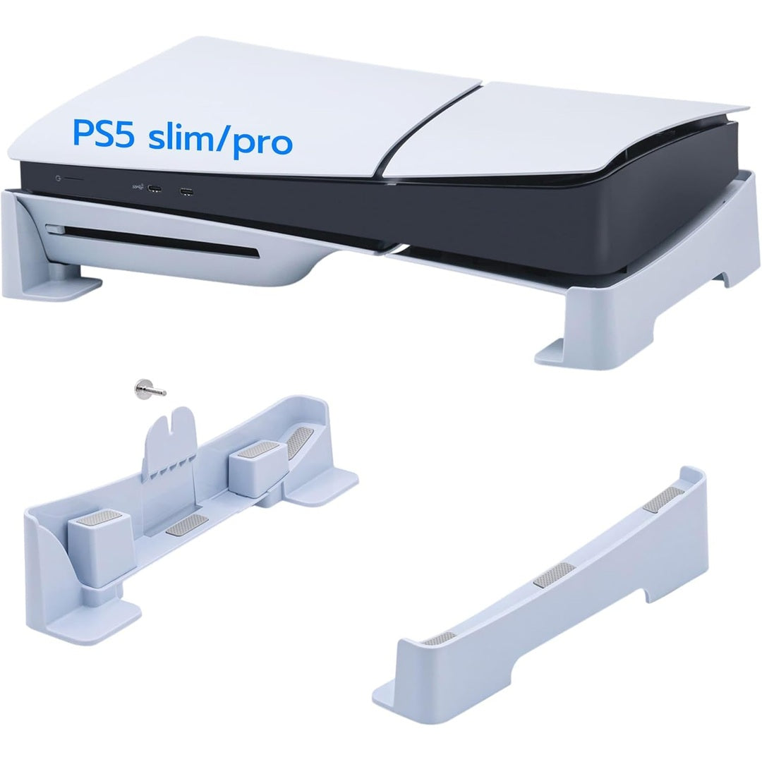 Mcbazel Horizontal Stand for PS5 Slim/PS5 Pro Base Stand Accessories Compatible with Playstation 5 Slim/PS5 Pro Digital & Ultra-HD Edition Console - White
