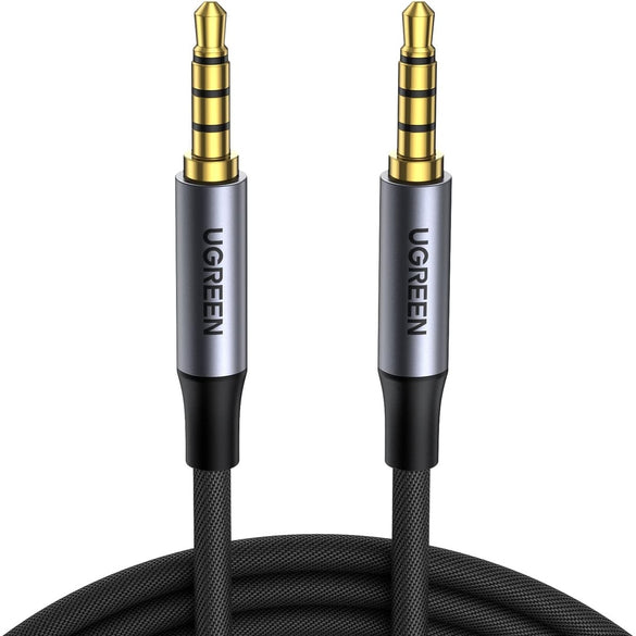 UGREEN Aux Cable 3.5mm 4-Pole Male to Male Audio Cable 2M with Mic Flexible Braided TRRS Aux Cord Auxiliary Cord Compatible for MacBook Pro 2021 Mic PS4 Xbox Switch Phone Tablet Car Stereo MP3 Player