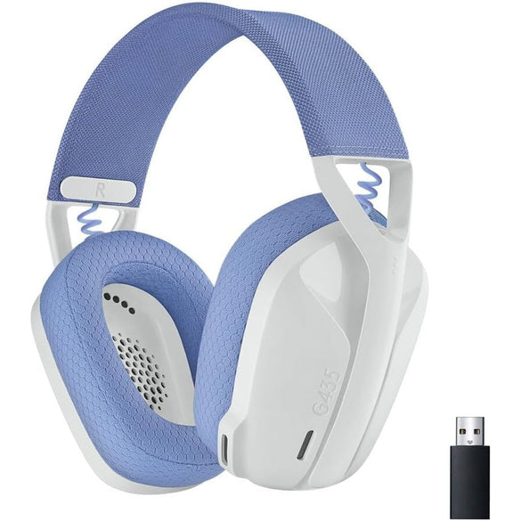 Logitech G435 LIGHTSPEED & Bluetooth Wireless Gaming Headset - Ultra Lightweight 165g over-ear headphones, built-in mics, 18h battery, compatible with Dolby Atmos, PC, PS4, PS5, Mobile - White
